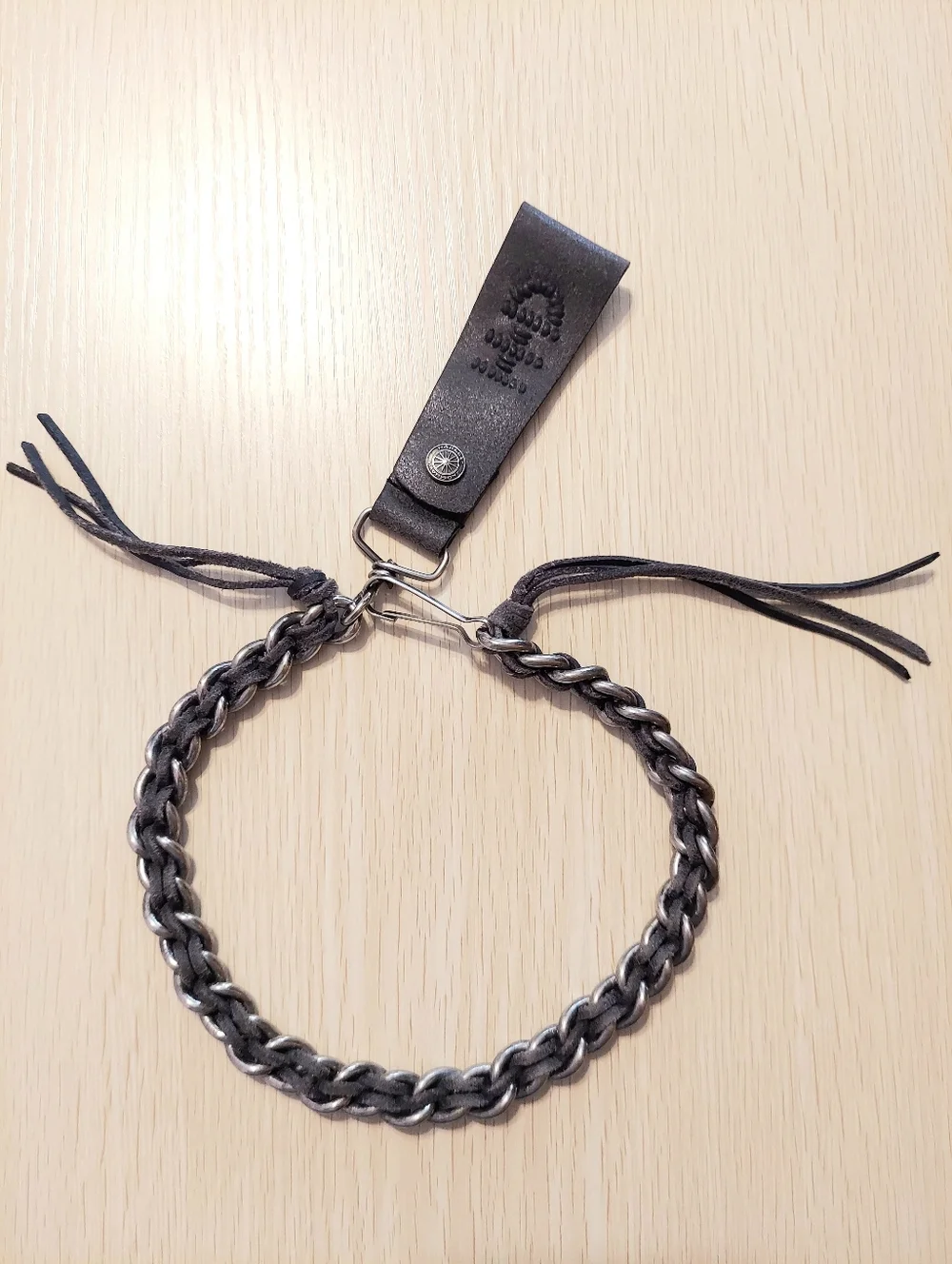 NWOT Harley Davidson Braided Gray/Black Leather and Metal 16